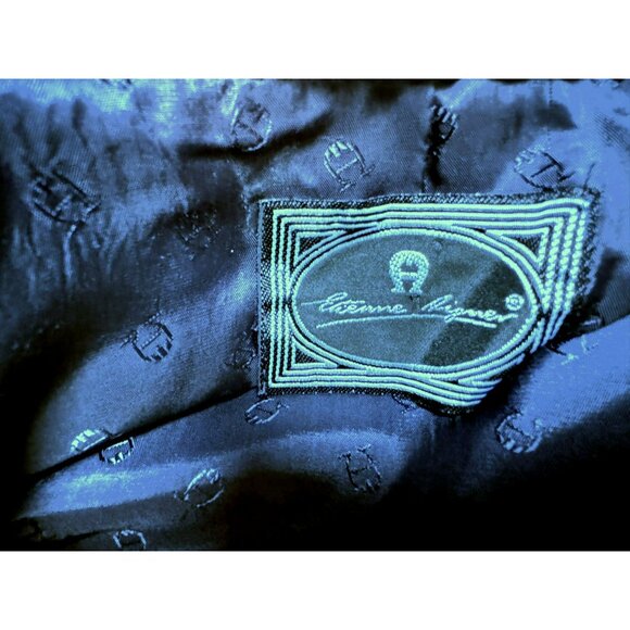 Etienne Aigner 100% Wool Dark Ink Double Breasted Blazer Jacket Fully Lined M-L - Picture 5 of 7